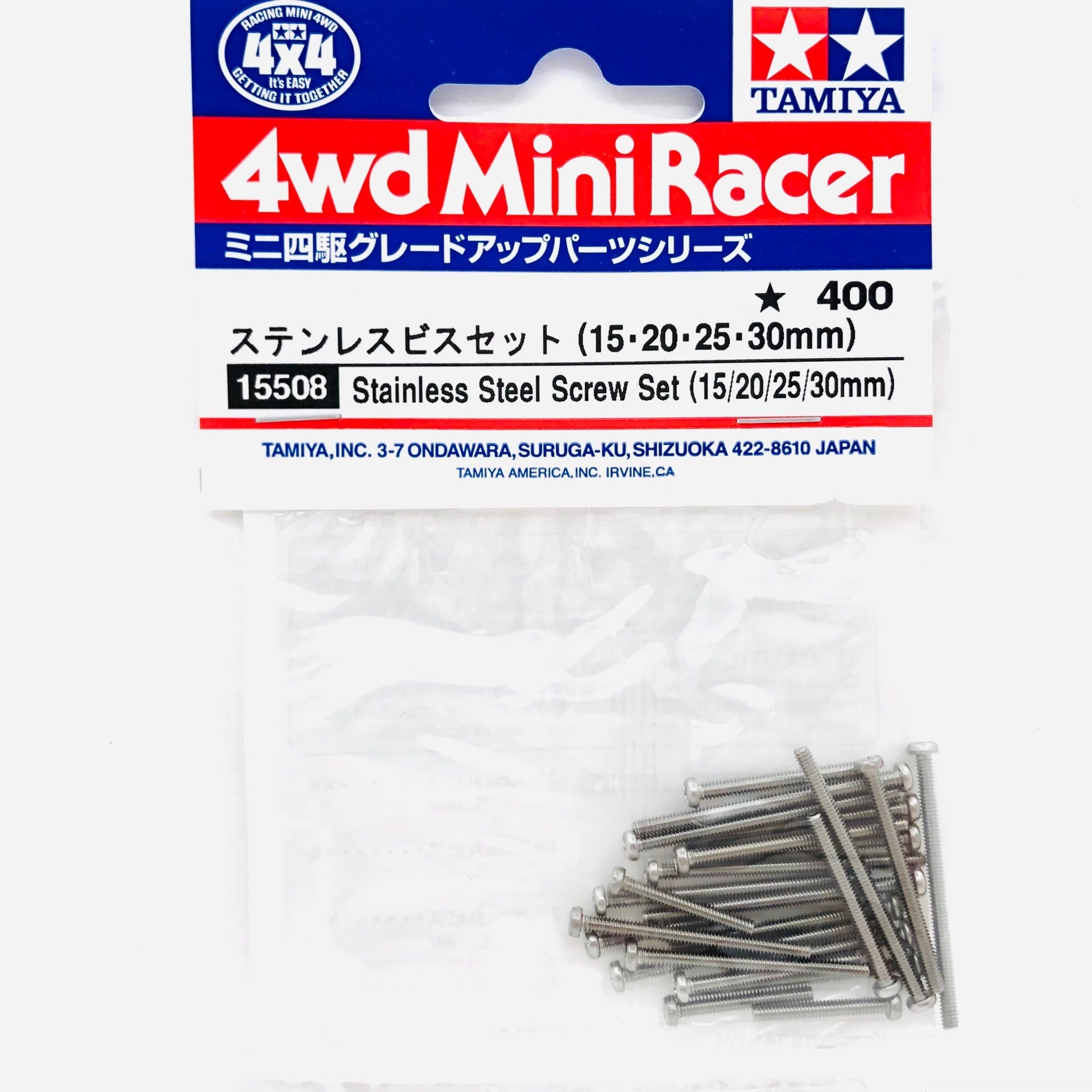 Mini 4WD #15508 Stainless Steel Screw Set (15/ 20/25/30